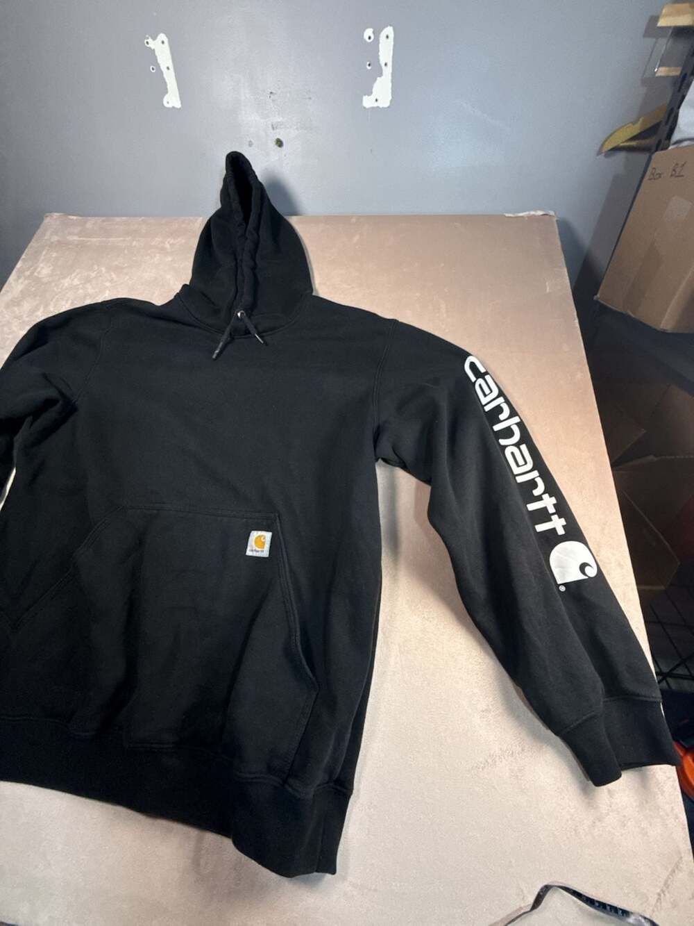 Carhartt Signature Sleeve Logo Hoodie Size L Black (box B3-2040)